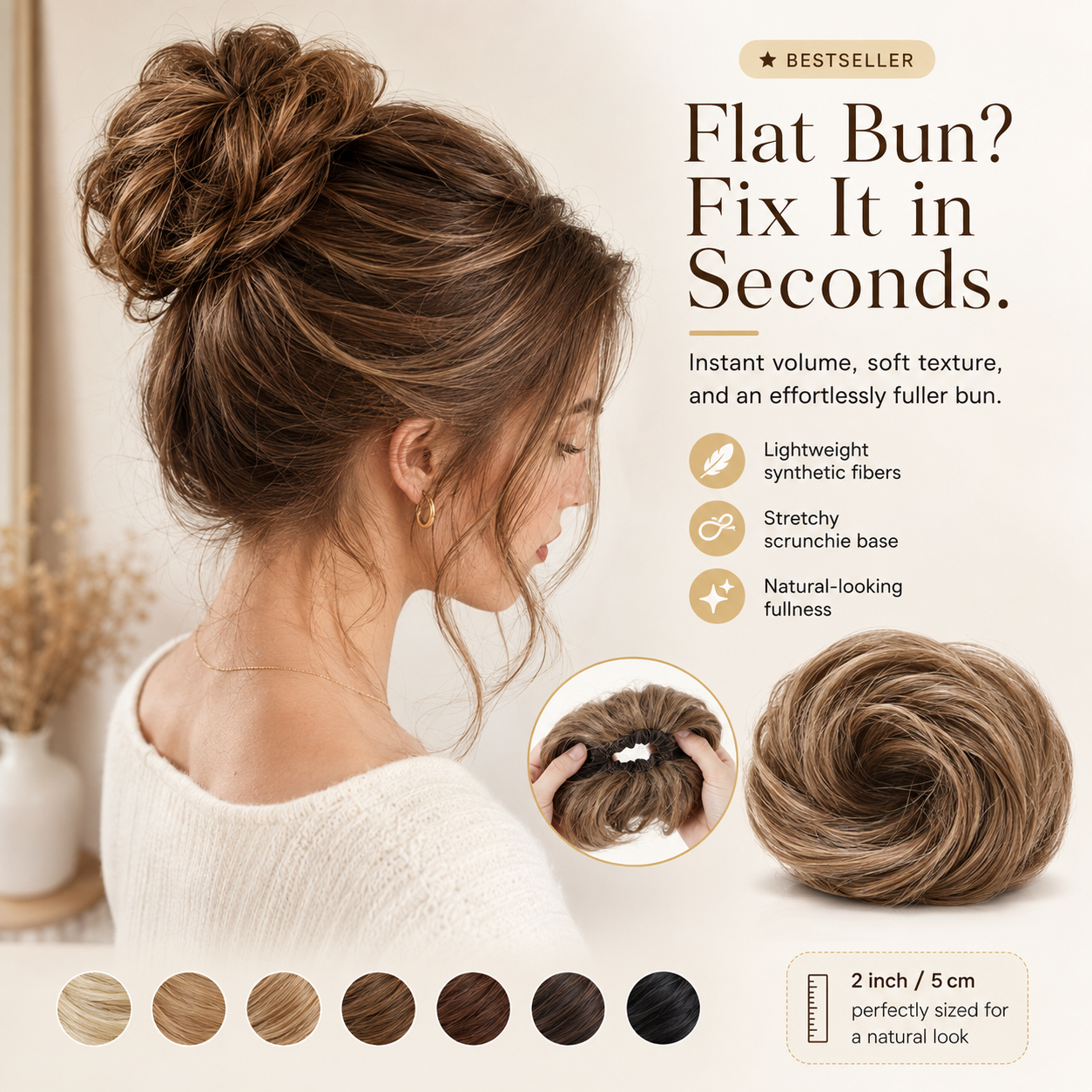 Messy Bun Hair Piece Scrunchie for Instant Volume 🔥