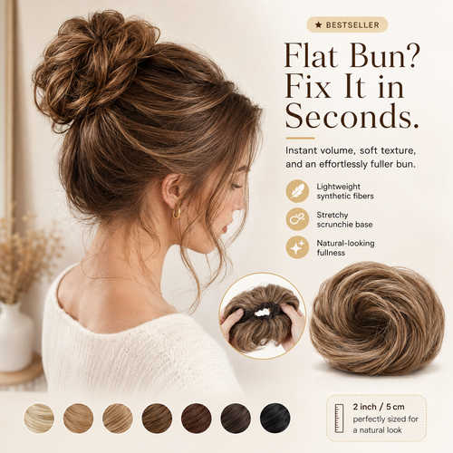 Messy Bun Hair Piece Scrunchie for Instant Volume 🔥