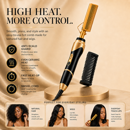 3-Heat Anti-Scald Electric Hot Comb 🔥