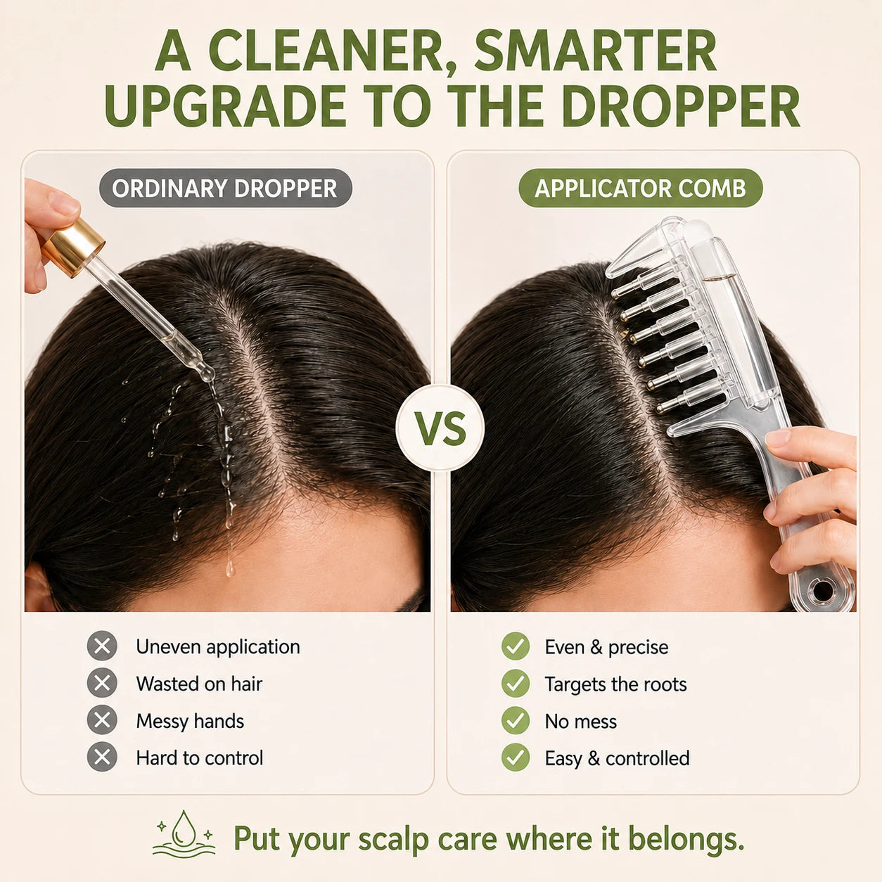 Ordinary dropper versus scalp applicator comb comparison