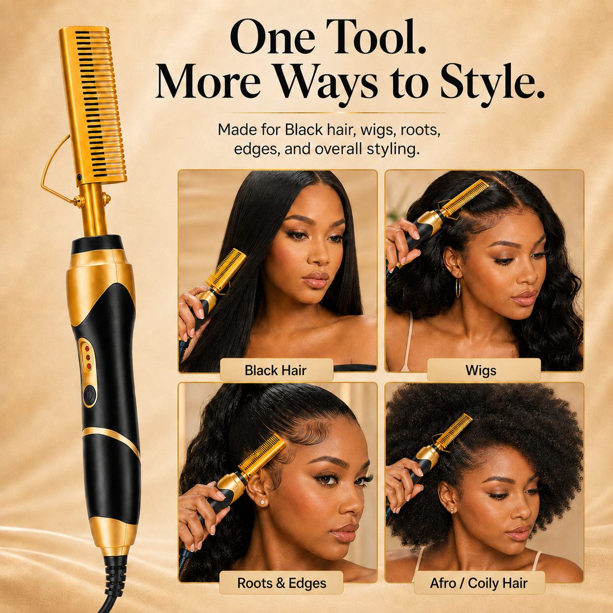 3-Heat Anti-Scald Electric Hot Comb 🔥