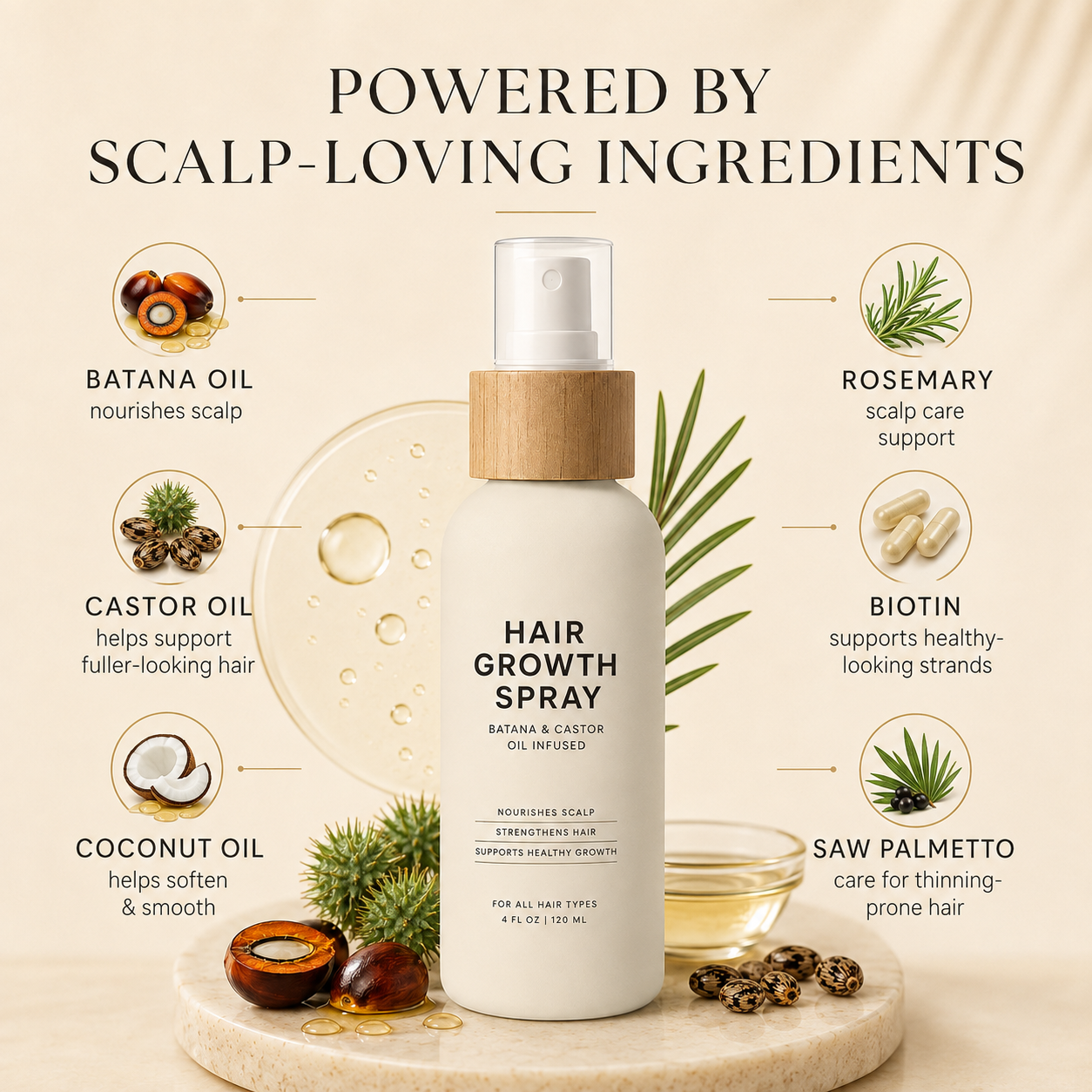 Hair and scalp spray ingredient blend
