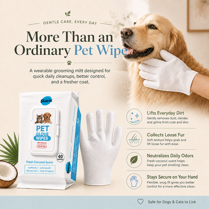 40-Piece Coconut Pet Grooming Glove Wipes 🔥