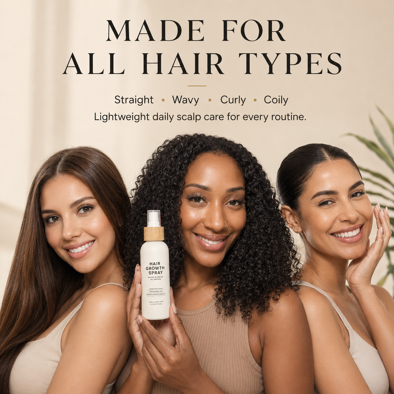 Hair spray for straight wavy curly and coily hair types