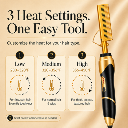 3-Heat Anti-Scald Electric Hot Comb 🔥