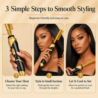 3-Heat Anti-Scald Electric Hot Comb 🔥