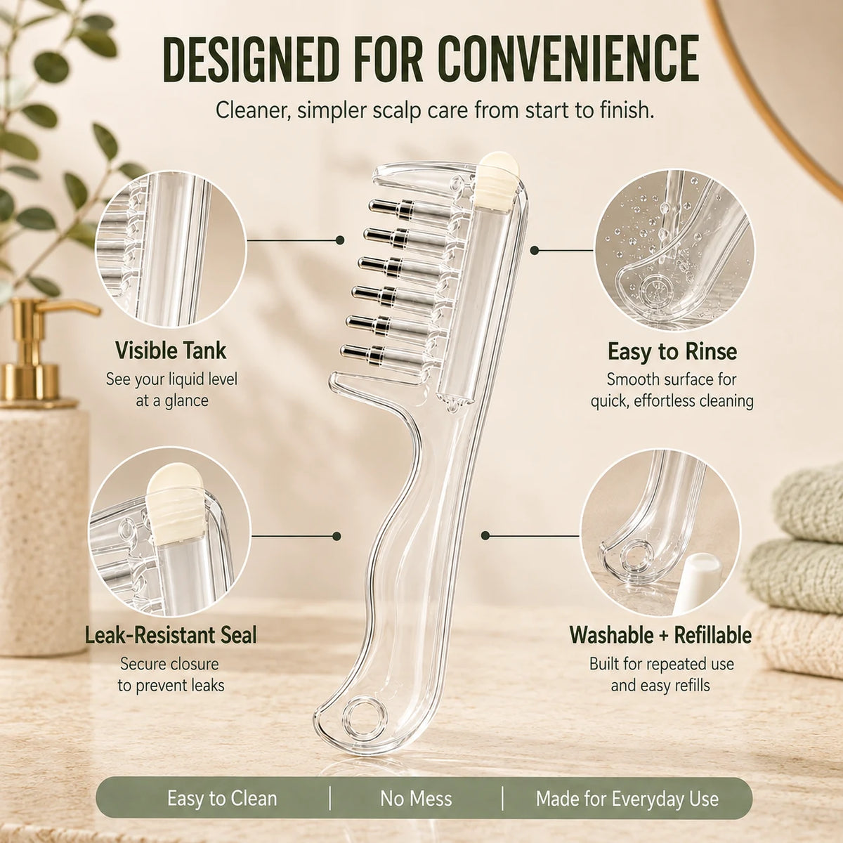 Refillable Scalp Liquid Applicator & Massage Comb