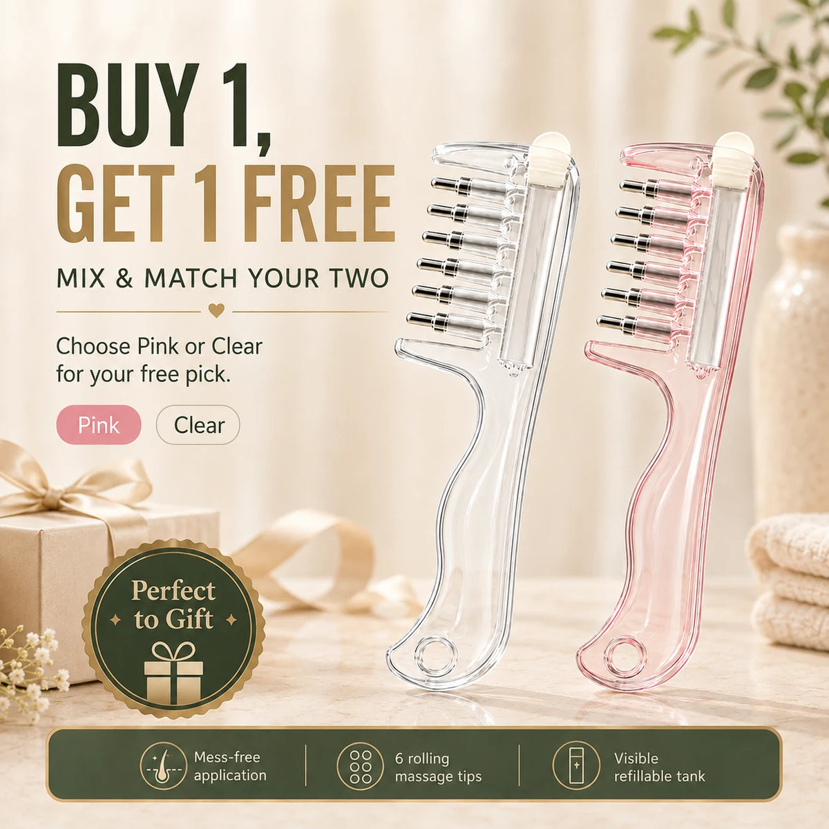 Refillable Scalp Liquid Applicator & Massage Comb