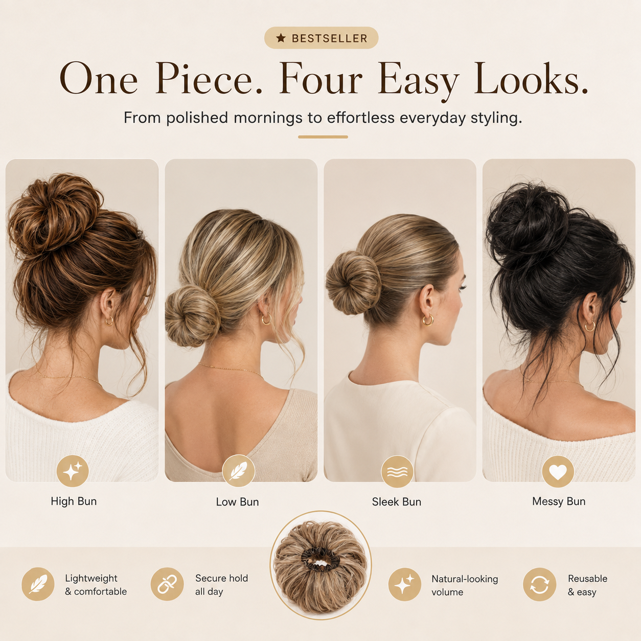 Messy Bun Hair Piece Scrunchie for Instant Volume 🔥