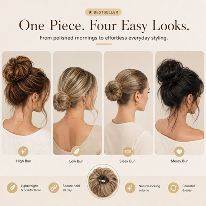 Messy Bun Hair Piece Scrunchie for Instant Volume 🔥