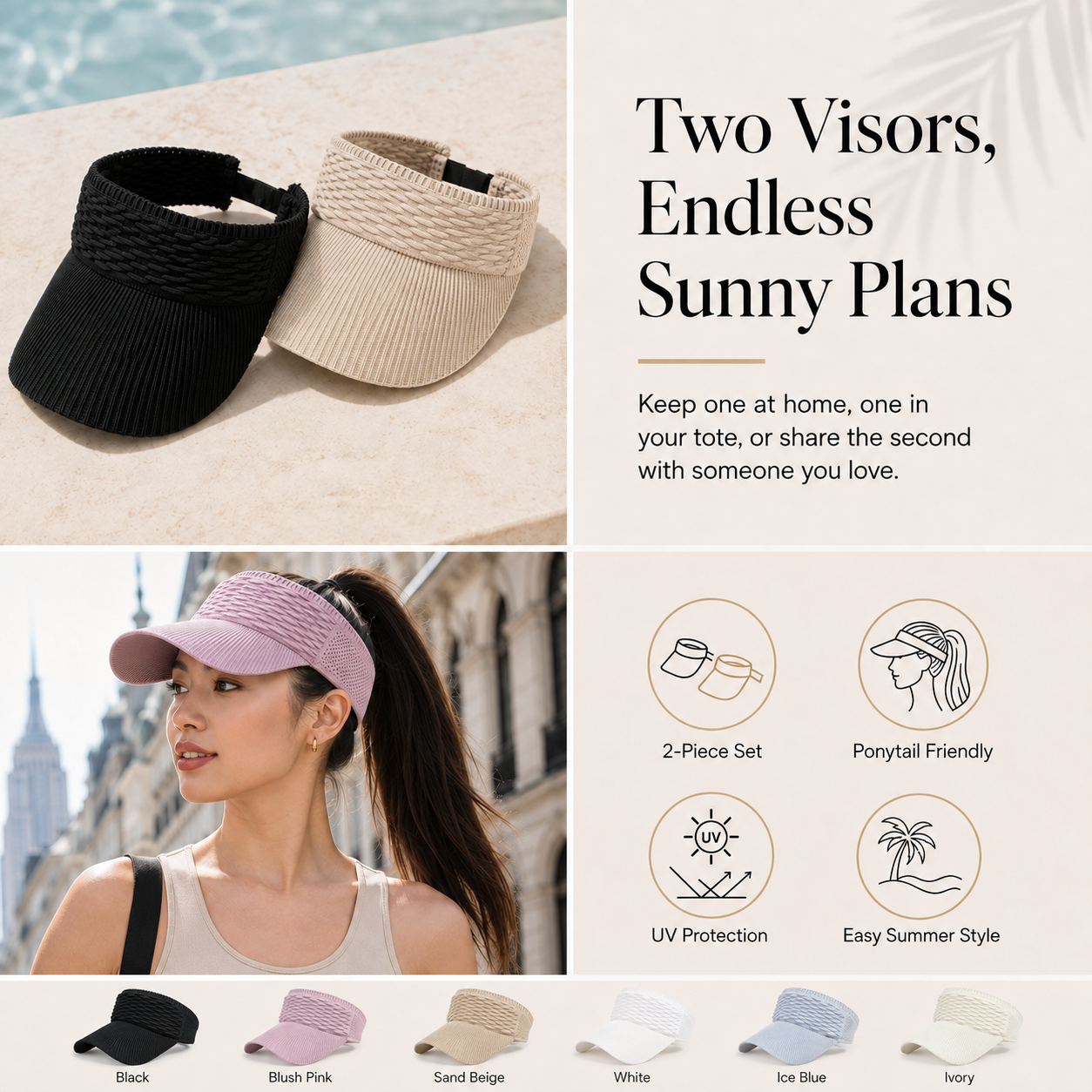 High-Ponytail Sun Visor Hats 🧢 | Buy 1 Get 1 Free 🔥