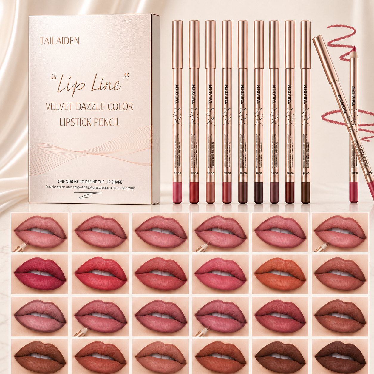 12PCS Matte Lip Liner Set – Waterproof Creamy Lip Liner Pencils for Long-Lasting Defined Lips 🔥
