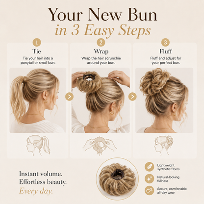 Messy Bun Hair Piece Scrunchie for Instant Volume 🔥