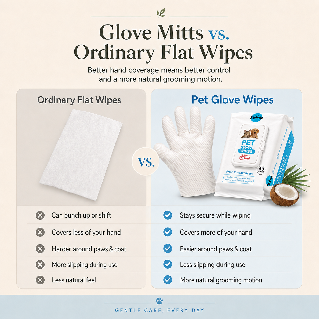 40-Piece Coconut Pet Grooming Glove Wipes 🔥