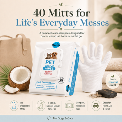 40-Piece Coconut Pet Grooming Glove Wipes 🔥