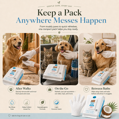 40-Piece Coconut Pet Grooming Glove Wipes 🔥