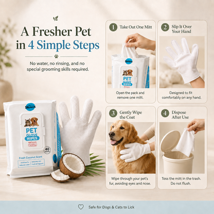 40-Piece Coconut Pet Grooming Glove Wipes 🔥